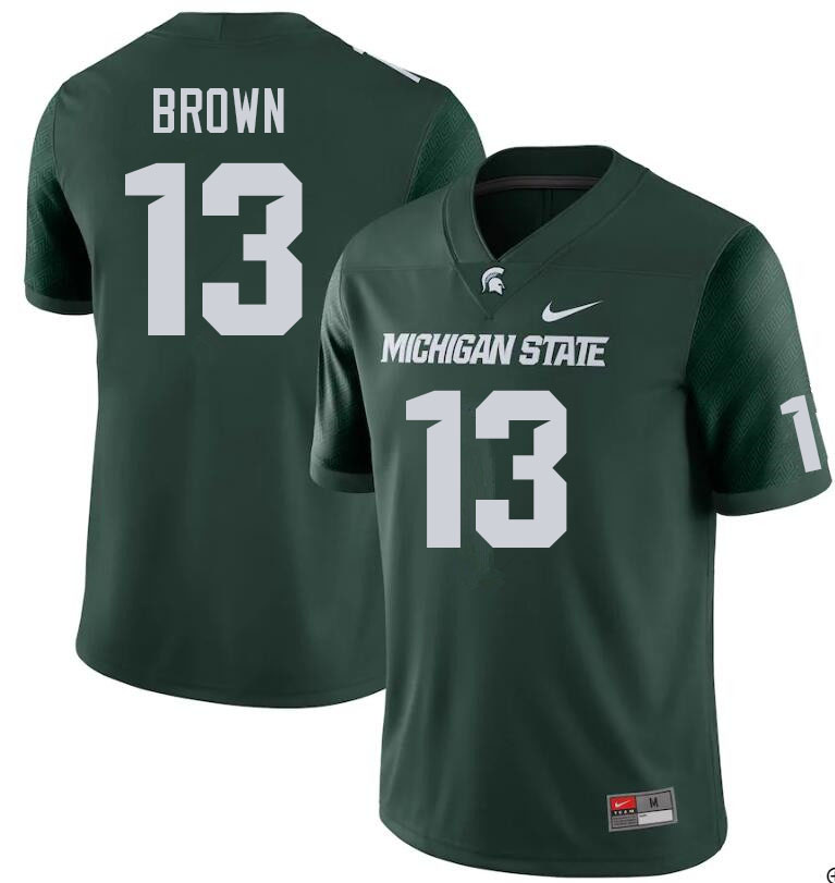 Men #13 Sebastian Brown Michigan State Spartans College Football Jerseys Sale-Green